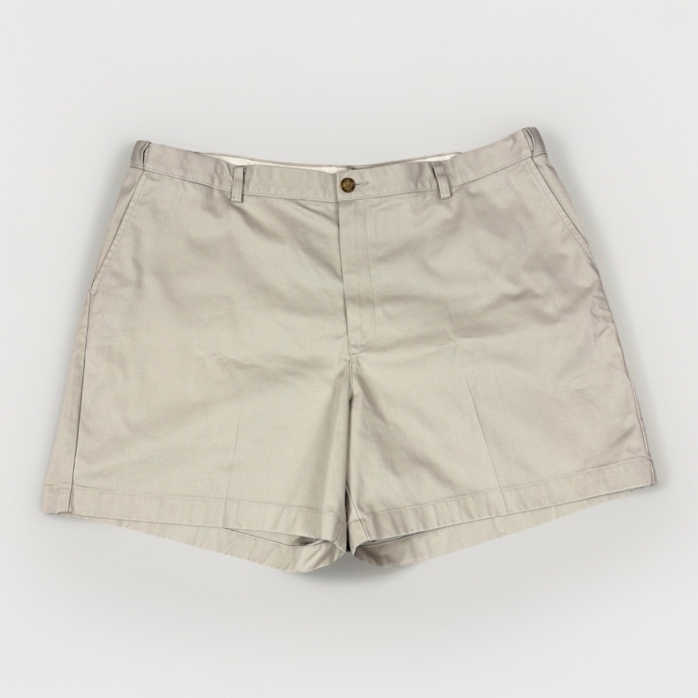 L.L.Bean Chino Shorts Mens 42 Khaki Comfort Waist Cotton Twill Casual